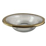 Clear Glass Bowl with Wide Gold Rim 13.5"