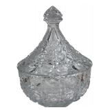 Clear Pattern Glass Lidded Candy Dish