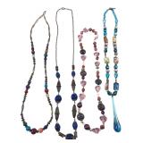 Lot of 4 Assorted Beaded Glass Necklaces