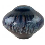 Studio Pottery Drip Glaze Squat Vase