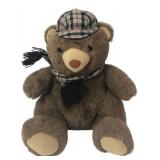 Dakin Plush Teddy Bear Plaid Cap & Scarf
