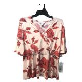 NWT Liz Claiborne English Rose Floral Top XL