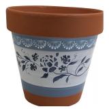 Blue & White Painted Terracotta Planter
