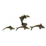 Set of 4 Brass Dolphin Figurines