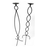 Pair of Black Metal Floor Candle Holders