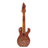 Handcrafted Wooden Guitar Wall Clock