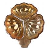 Marigold Carnival Glass Handled Nappy Dish