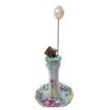 R.S. Marked Porcelain Hat Pin Holder & Pins
