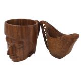 Philippine Carved Wood Face Mug & Pitcher