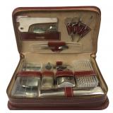 Spring-O-Matic Leather Travel Grooming Kit