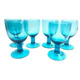 Yugoslavian Blue Lead Crystal Goblets Set of 6
