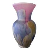 Frosted Pulled Feather Art Glass Vase