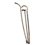 Three Assorted Wooden Walking Sticks & Canes