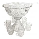 Crystal Punch Bowl Set with 12 Cups