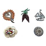 Isabelle CA & Vintage Rhinestone Brooch Lot