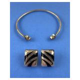 Alex and Ani Sterling Bangle & Mexico Earrings