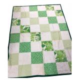 Green & White Tied Patchwork Quilt