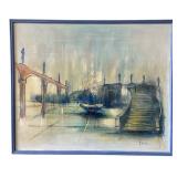 Brian Signed MCM Surrealist Fountain Painting
