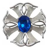 Trifari Silver-Tone Blue Rhinestone Brooch