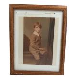 Framed Sepia Portrait Photograph of a Boy