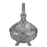 Clear Pressed Glass Footed Lidded Candy Dish