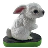 Painted Cast Concrete White Rabbit Statue