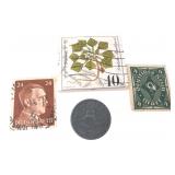 German Stamps & 1940 5 Reichspfennig Coin Lot