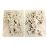 Decoline New York Cherub Wall Plaques Pair