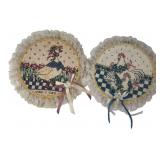 Pair of Handmade Farmhouse Lace Wall Hangings