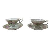 Two Unmarked Floral Porcelain Teacup Sets