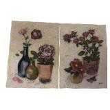 Blum 3D Floral Ceramic Wall Plaques Pair