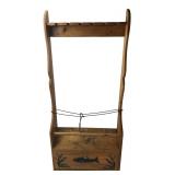 Wooden Fishing Rod Rack with Fish Motif