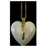 VTG Trifari Lucite Puffed Heart Pendant Necklace