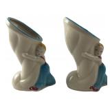 Shawnee Pottery Ceramic Shoe Planters Pair
