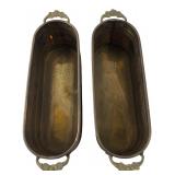 Pair Solid Brass Oval Planters Made in India