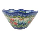 Kalich Unikat Polish Pottery Scalloped Bowl 6"