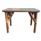 Faux Bamboo Rattan Wrapped Side Table