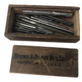 Brown & Sharpe Box with Mixed Machinist Tools