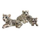 Set of 3 Resin White Tiger Cub Figurines