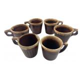 6 Mixed Brown Drip Glaze Mugs Hull McCoy