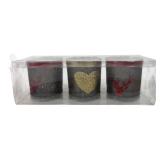 Hanson Set of 3 Holiday Mercury Glass Votives