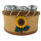 Foster & Atlas Glass Canning Jars in Wood Basket