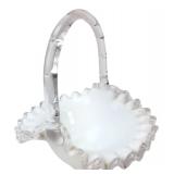 Milk Glass Basket with Clear Crest