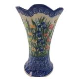 Kalich Boleslawiec Unikat Pottery Vase 7"H