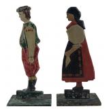 Pair Czecho-Slovakia Folk Art Wooden Figures