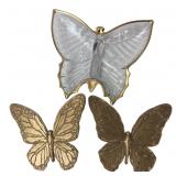 Syroco Butterfly Plaques & Glass Butterfly Dish