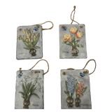 Set of 4 Botanical Relief Wall Plaques 8x6