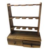 Wooden 3-Tier Pipe Rack with Drawers