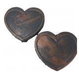 Pair of Painted Concrete Decorative Hearts