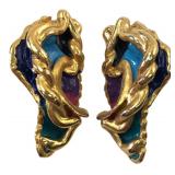 VTG Amy Lacombe 24K Plated Sculpted Earrings